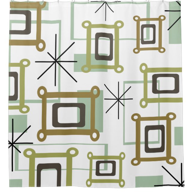 1950s Abstract Pop Art Shower Curtain (Front)