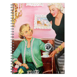 1950's Afternoon Tea Mid Century Modern Art Medium Notebook