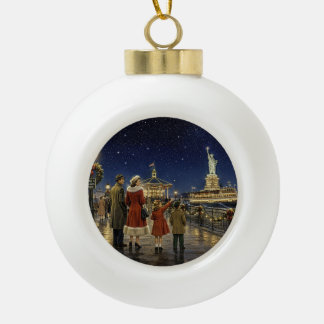 1950s American Christmas Statue of Liberty Ceramic Ball Christmas Ornament