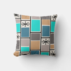 1950s Atomic Age Rectangles Starbursts Cushion