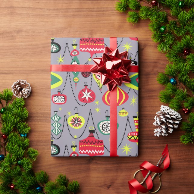 1950s Atomic Mid-Century Modern Christmas Wrapping Paper (Holiday Gift)