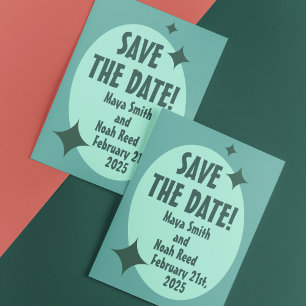 1950's Atomic Mint Wedding Save-the-Date Postcard