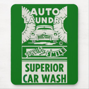 1950s Auto Laundry Car Wash ad Mouse Pad