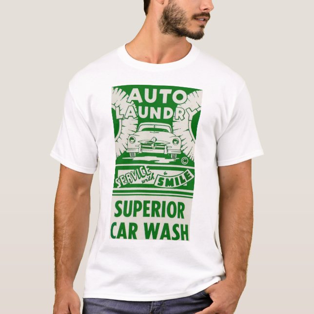 1950s Auto Laundry Car Wash ad T-Shirt (Front)