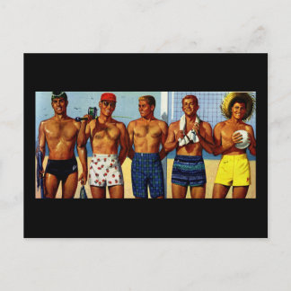 1950s Beach Dudes Postcard
