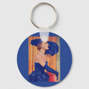 1950s beautiful in blue key ring