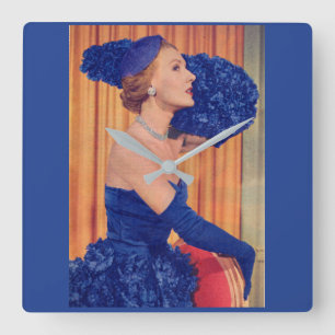 1950s beautiful in blue square wall clock