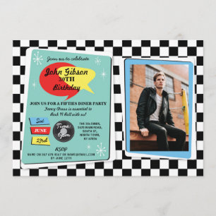 1950s Birthday Fifties Retro Rock N Roll Invite