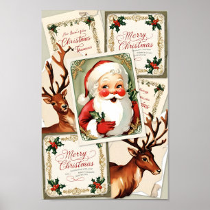 1950s Christmas Card Collage Wall Art Print