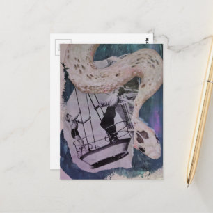 1950s Circus Act Mixed Media Collage Postcard