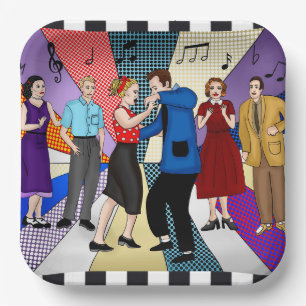 1950's Couple Dancing Retro Themed Birthday  Paper Plate