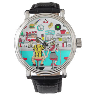 1950's Couple Holding Hands at  Diner  Watch