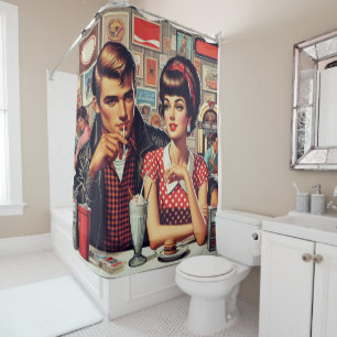 1950s Couple Shower Curtain