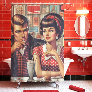 1950s Couple Shower Curtain
