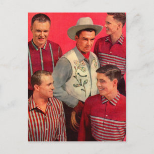 1950s cowboy Paw and his boys Postcard