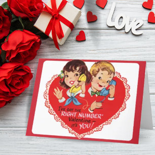 1950s Cute Boy Girl Custom Valentine's Day Holiday Card