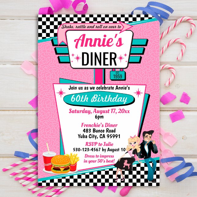1950's Diner Birthday Party Sock Hop Design Invitation (Creator Uploaded)