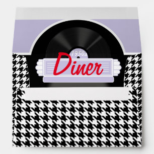 1950s Diner black & white chequered retro Envelope