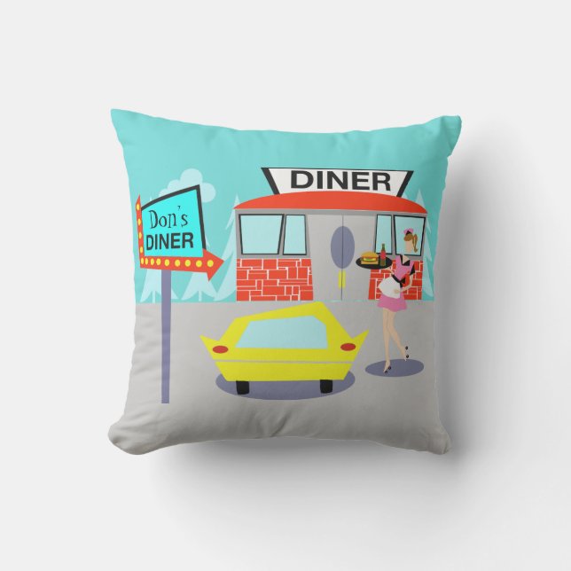 1950's Diner Outdoor Pillow (Front)