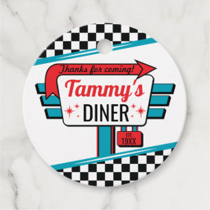 1950's Diner Retro Birthday Favor Circles Gift Tag
