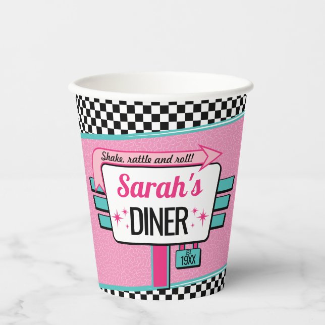 1950's Diner Retro Birthday Party Paper cup (Front)