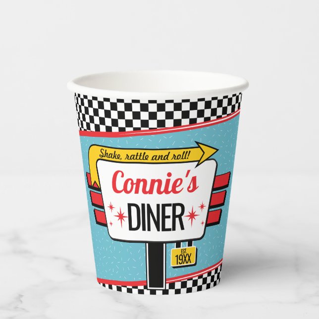 1950's Diner Retro Birthday Party Paper cup (Front)