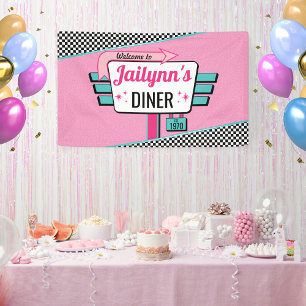 1950's Diner Retro Birthday Party Sock Hop Banner