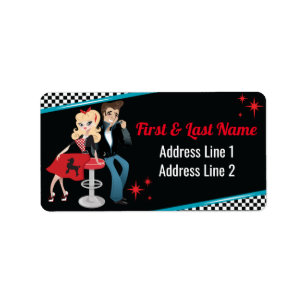 1950's Diner Retro Jukebox Birthday Party Sock Hop Label