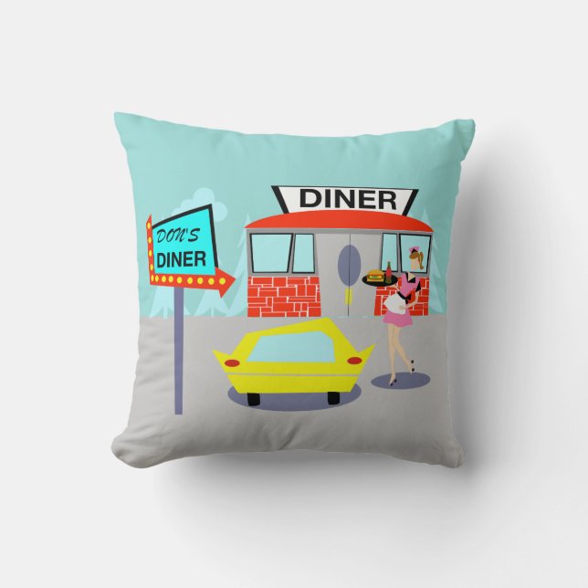 1950's Diner Throw Pillow (Front)