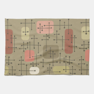 1950s Eames Era Art Crosshairs Botanical Tea Towel