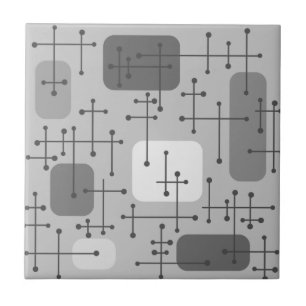 1950s Eames Era Art Crosshairs Grey Ceramic Tile