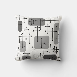 1950s Eames Era Art Crosshairs Grey Cushion