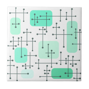 1950s Eames Era Art Crosshairs Mint green Ceramic Tile