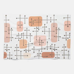 1950s Eames Era Art Crosshairs Orange Tea Towel