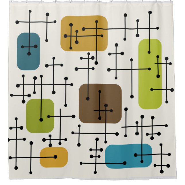 1950s Eames Era Art Crosshairs Shower Curtain (Front)