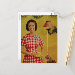 1950s era Christmas Lady Postcard