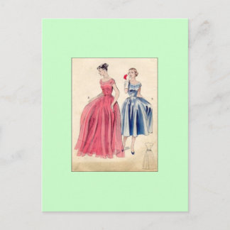 1950s evening dress pattern postcard