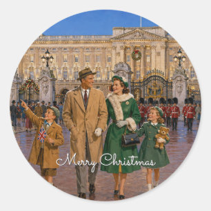1950s Family Christmas London Promenade  Classic Round Sticker
