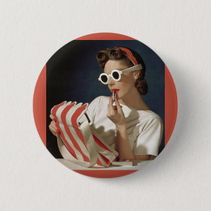 1950s fashion photo 6 cm round badge