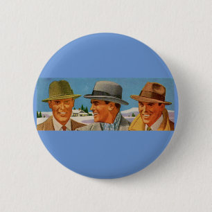 1950s fedora-wearing trio 6 cm round badge