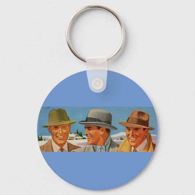 1950s fedora-wearing trio key ring (Front)