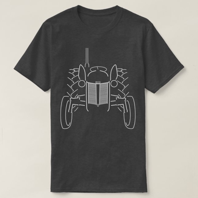 1950s Ferguson TE20 tractor white outline graphic  T-Shirt (Design Front)