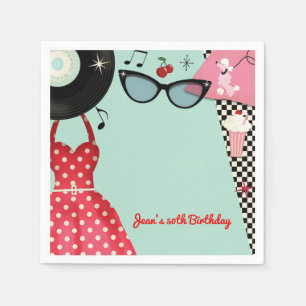 1950's Fifties Dress Up Retro Vintage Party Napkin