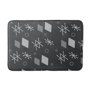 1950s Geometric Abstract Art Dark Grey Bath Mat