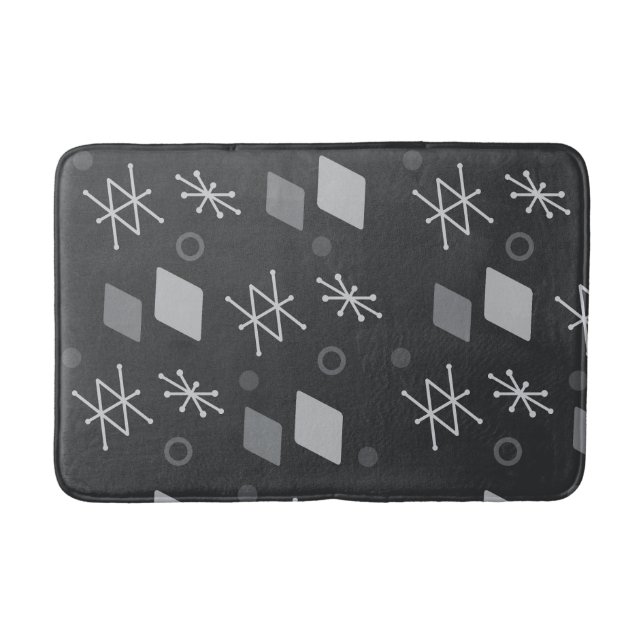 1950s Geometric Abstract Art Dark Grey Bath Mat (Front)