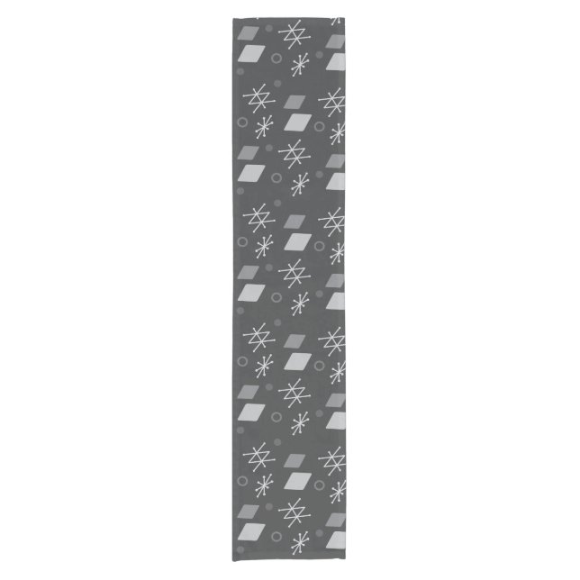 1950s Geometric Abstract Art Dark Grey Short Table Runner (Front)