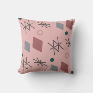 1950s Geometric Abstract Art Pink Grey Cushion