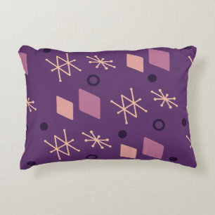 1950s Geometric Abstract Art Purple Decorative Cushion