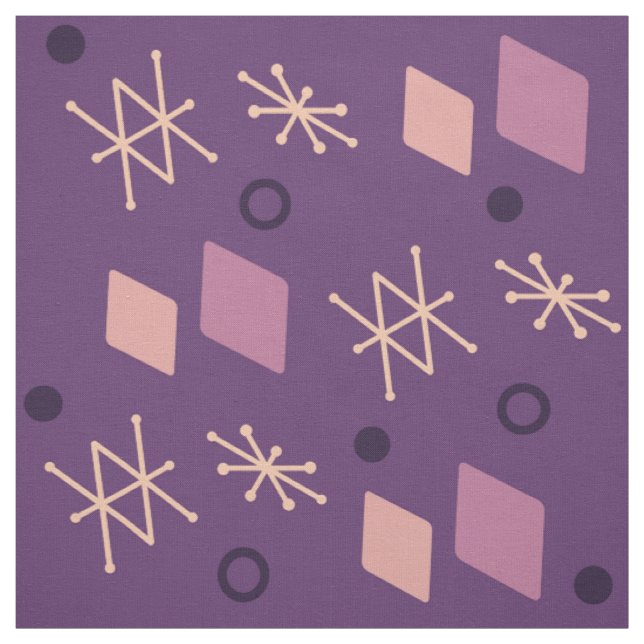 1950s Geometric Abstract Art Purple Fabric (Swatch)