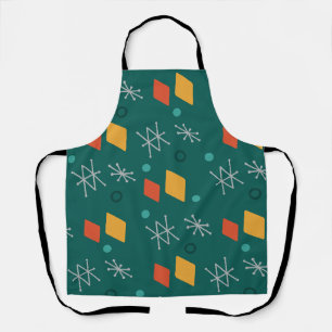 1950s Geometric Abstract Art Teal Apron